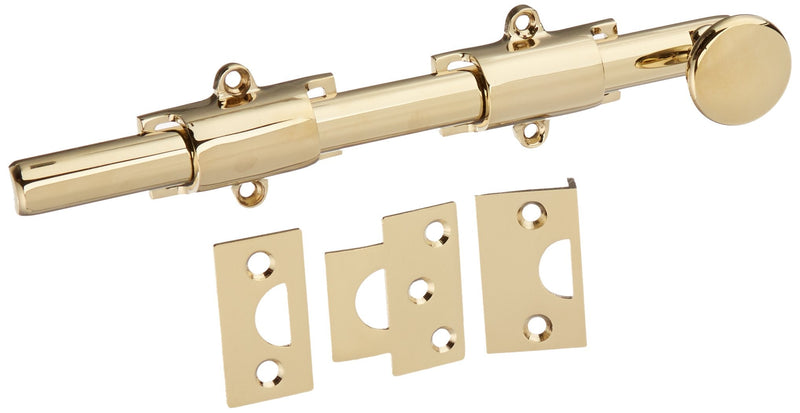 Deltana 8SB003 HD Solid Brass 8-Inch Surface Bolt 8" Length Lifetime Polished Brass