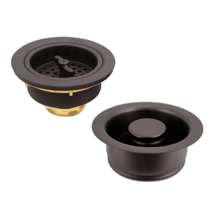Westbrass D2155-12 Wing Nut Style Large Kitchen Basket Strainer with Waste Disposal Flange and Stopper, Oil Rubbed Bronze