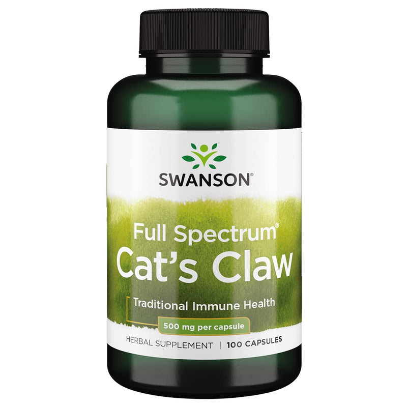 Swanson Full-Spectrum Cat's Claw - Herbal Supplement Promoting Digestive Health & Immune System Support - Natural Formula Supporting Joint Health - (100 Capsules, 500mg Each) 1 - PawsPlanet Australia