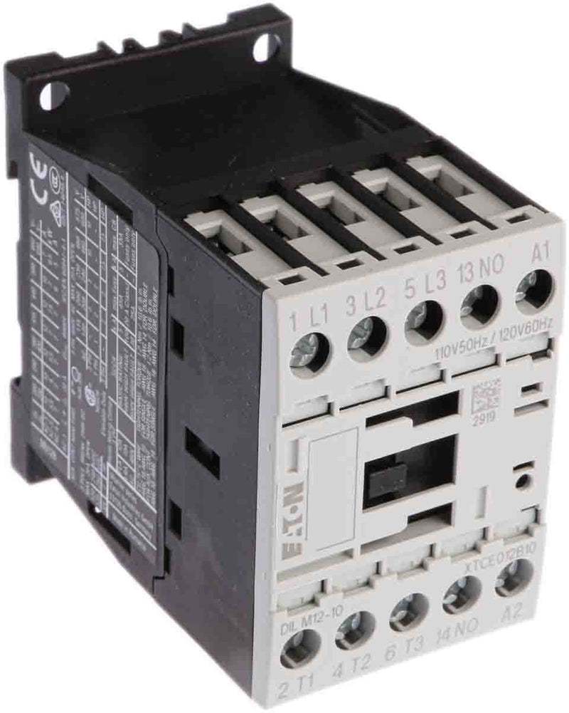 Eaton XTCE012B10A XT-IEC Contactor and Starter, 45mm, 12A AC-3 Current Rating, 3 Max HP at 230VAC, 7-1/2 Max HP at 460VAC, 10 Max HP at 575VAC, 120VAC Coil Voltage