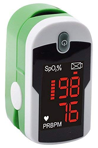 Concord Fingertip Pulse Oximeter with Reversible Display - Blood Oxygen Saturation Monitor with Carrying Case, Batteries and Lanyard - Easy to Use, Accurate SpO2 & Pulse Measurement (Emerald) Emerald Green