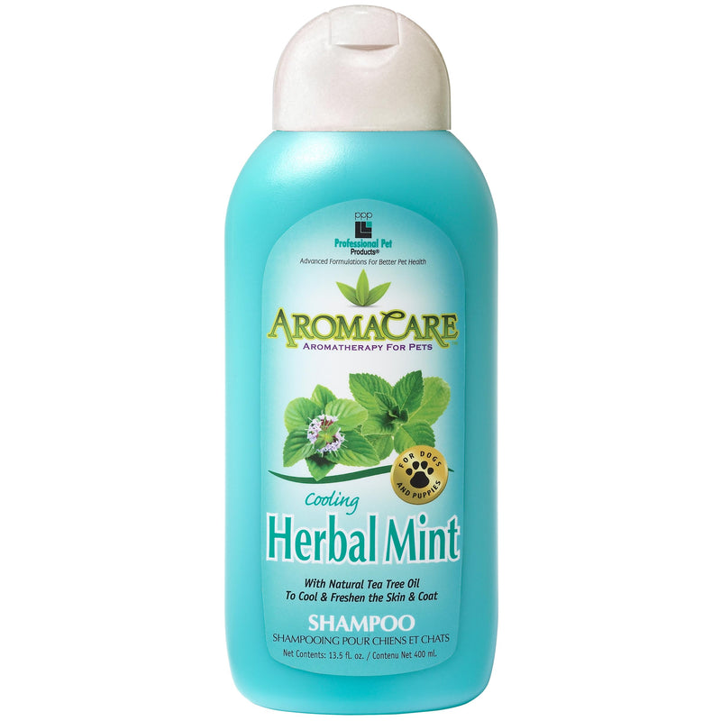 PPP AromaCare Cooling Herbal Mint Shampoo for Dogs - Spearmint & Tea Tree Oil - Natural Healing & Rejuvenating Wash for Skin and Coat - 13.5 fl oz. - PawsPlanet Australia