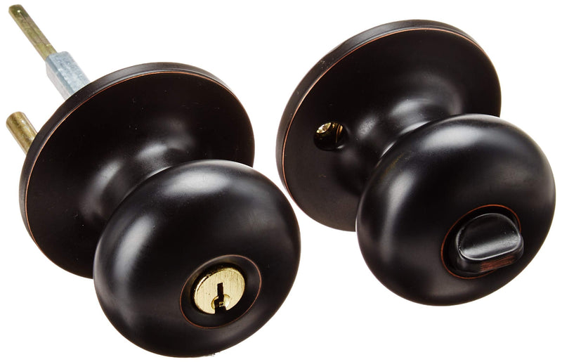 Master Lock BCO0112P Biscuit Door Knob with Lock, Aged Bronze Entry