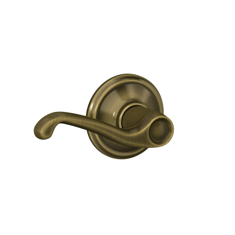 Schlage F10 FLA 609 Flair Door Lever, Hall & Closet Passage Lock, Antique Brass Standard