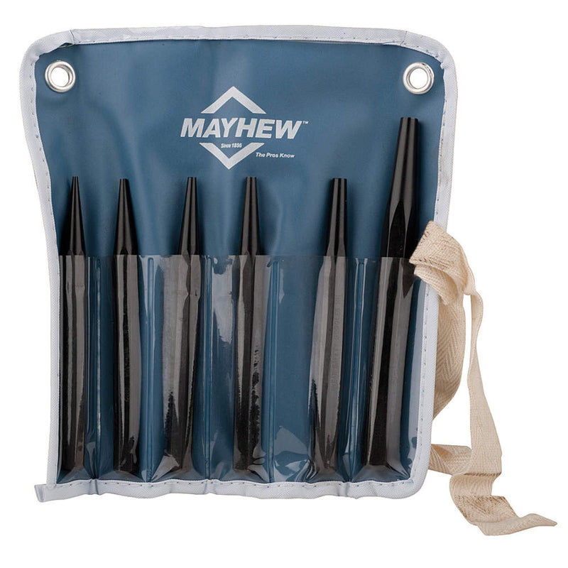 Mayhew Pro 61340 Punch Kit, 6-Piece Assorted Sizes Set Black Oxide Finish