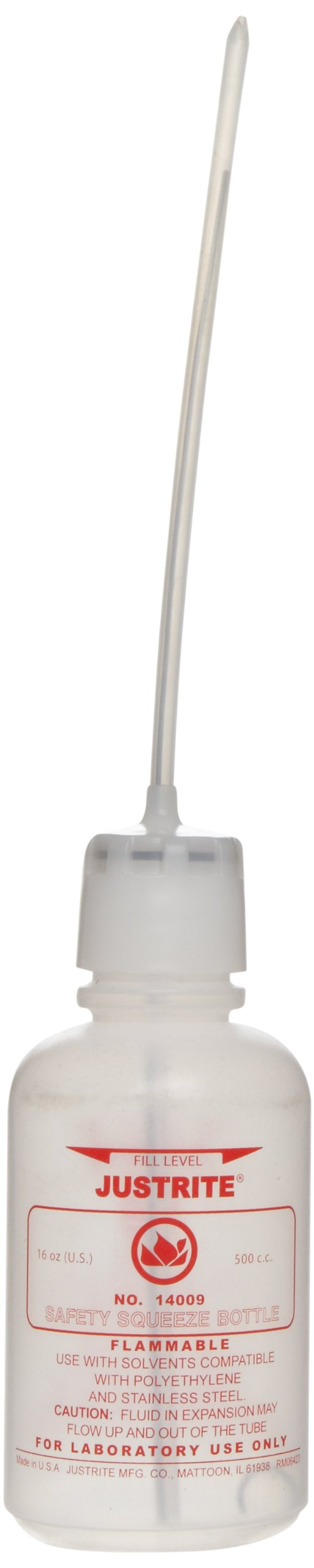 Justrite 14009 16 oz, 3.0" x 7.50" Size Dispensing Bottle 16 ounces Boston Round 1