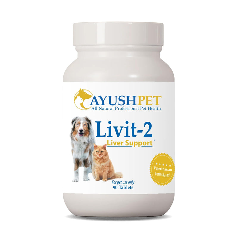 Ayush Herbs Livit-2 Pet Health Supplement, Liver and Gastrointestinal Support, Healthy Skin and Hair, Small or Large Animal, Young or Senior Pet, 90 Tablets - PawsPlanet Australia