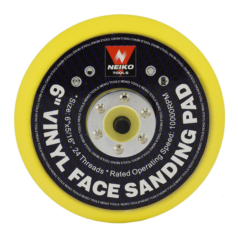 NEIKO 30262A 6" Sanding Pad with Vinyl PSA Backing, 5/16” Arbor with 24 Thread Mounts, 10,000 RPM, Sanding Pads are Ideal for Orbital and Dual Action Sander Backing Pad 6"
