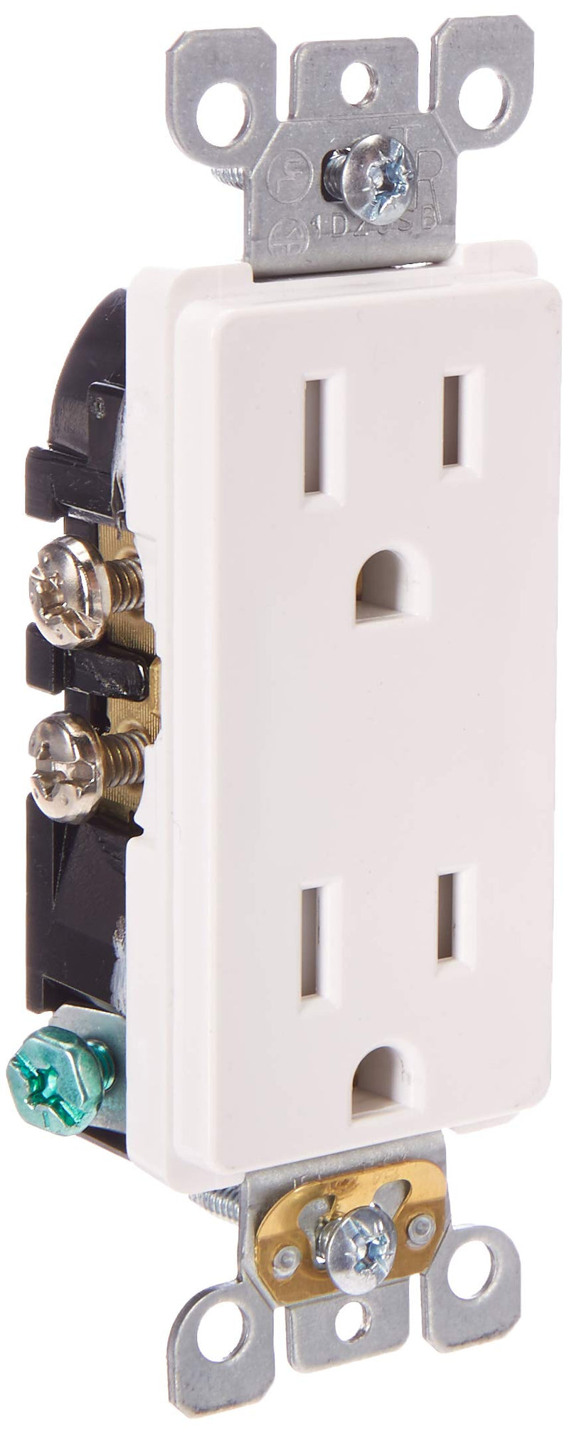Leviton T5325-SW 15 Amp NEMA 5-15R 2 Pole 3-Wire Tamper Resistant Decora Duplex Receptacle, Self Grounding, White