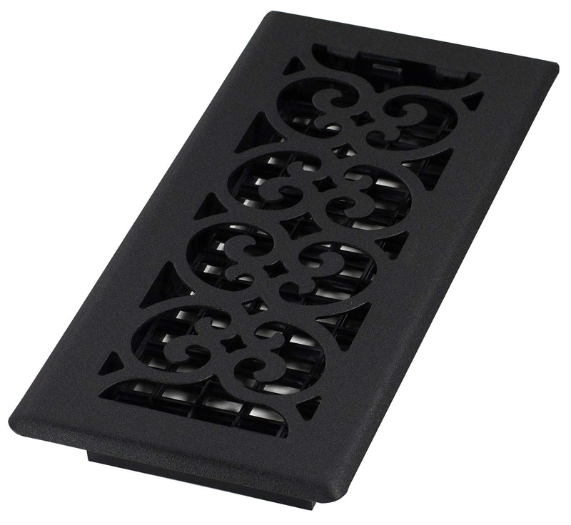 Decor Grates ST410 Scroll Design Floor Register, 4x10 Inches, Textured Black