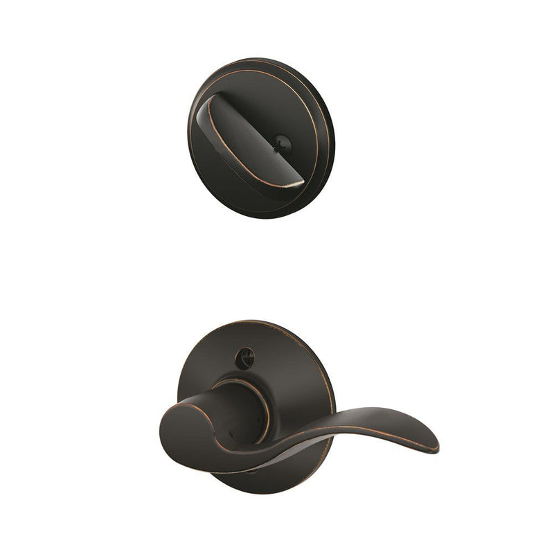 Schlage F59 ACC 716 LH Accent Interior Left-Handed Lever with Deadbolt, Aged Bronze (Interior Half Only) Black