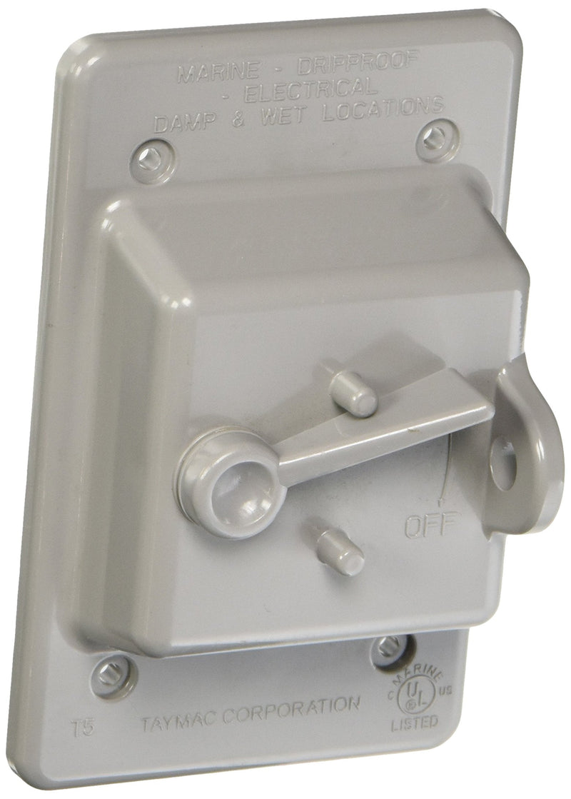 BELL PTC100GY 1-Gang Toggle Switch Nonmetallic Weatherproof Cover, Gray 1 Count (Pack of 1)