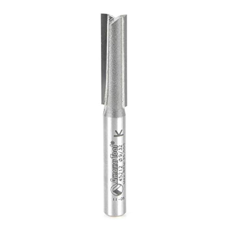 Amana Tool - 45212 Solid Carbide Cutting Edge Straight Plunge CNC Router Bit for Wood High Production 9/32 Dia x 1 x 1/4 Inch Shank