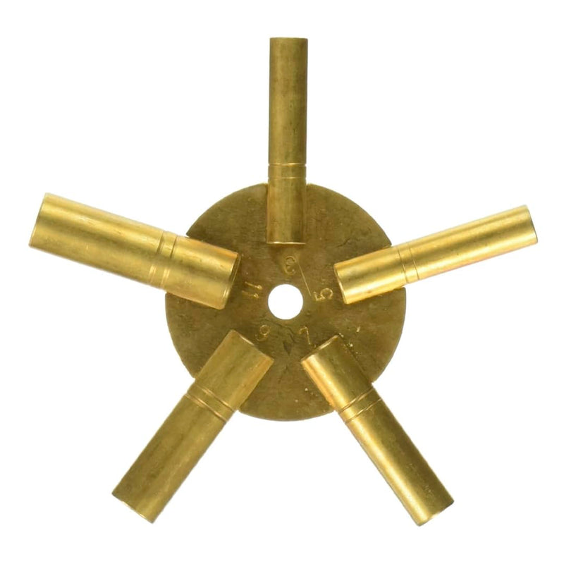 SE Brass Clock Winding Key 5-in-1 Odd Sizes- Durable Universal Clock Key for Efficient Winding - JT6335