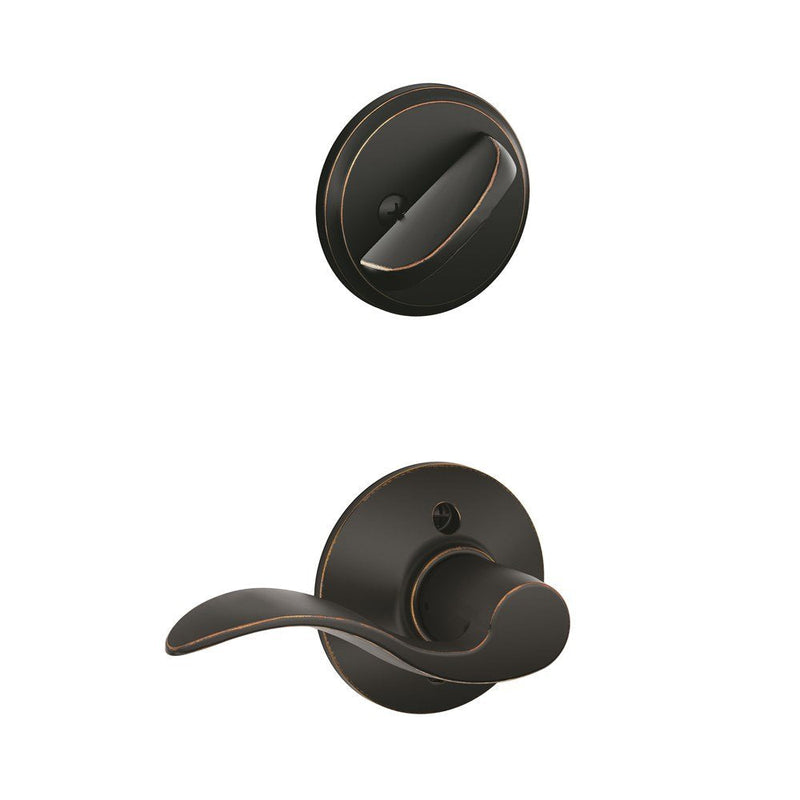 Schlage F59 ACC 716 RH Accent Interior Right-Handed Lever with Deadbolt, Aged Bronze (Interior Half Only)