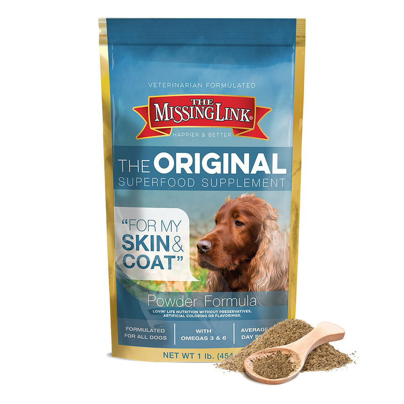 The Missing Link Original Skin & Coat Powder, All-Natural Veterinarian Formulated Superfood Dog Supplement, Balanced Omegas 3 & 6 for Healthy Skin & Coat, 1lb - PawsPlanet Australia