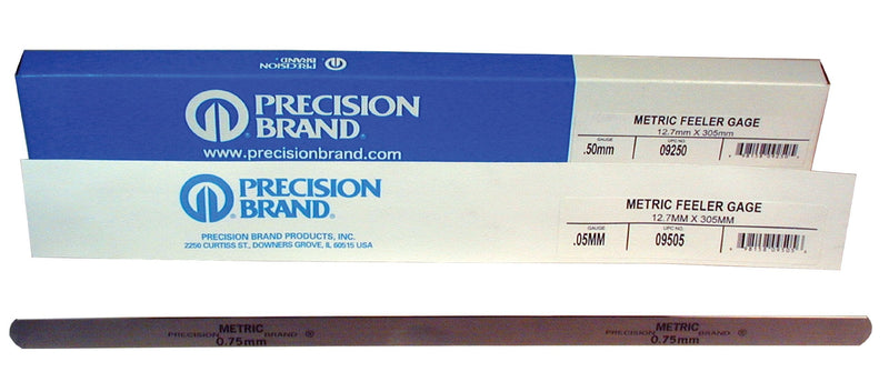 Precision Brand 09300 Steel Thickness Feeler Gage, 1.0mm Thickness, 12.7mm Width, 305mm Length (Pack of 12)