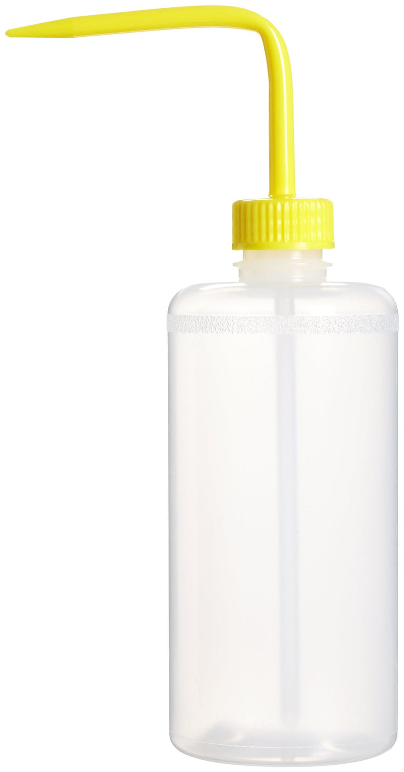 SP Bel-Art Narrow-Mouth 500ml (16oz) Polyethylene Wash Bottles; Yellow Polypropylene Cap, 28mm Closure (Pack of 6) (F11614-0500) Made in USA 28mm Yellow Closure