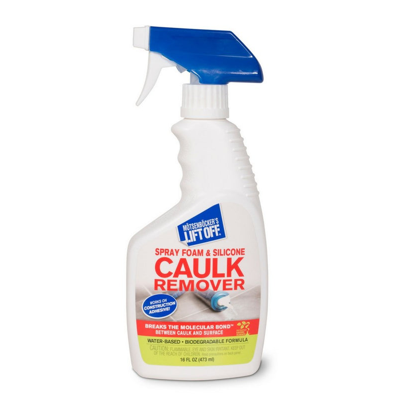 Motsenbocker’s Lift Off 41116 16-Ounce Silicone Latex Caulk and Foam Sealant Remover Spray is Safe on Showers, Construction Adhesives, Stainless Steel, Ceramic Water-Based, White Pack of 1