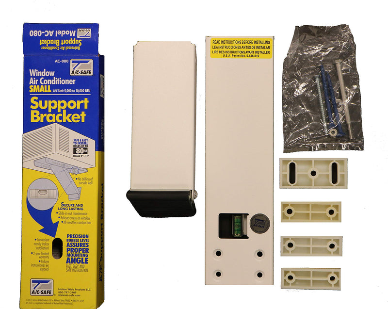 A/C Safe Universal Light-Duty Window Air Conditioner Support Bracket for ACs up to 80-lbs to Protect and Support the Unit and Window Frame