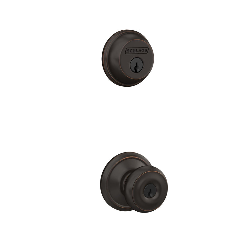 SCHLAGE FB50NVGEO716 Georgian Entry Deadbolt Lock, Aged Bronze Pack of 1