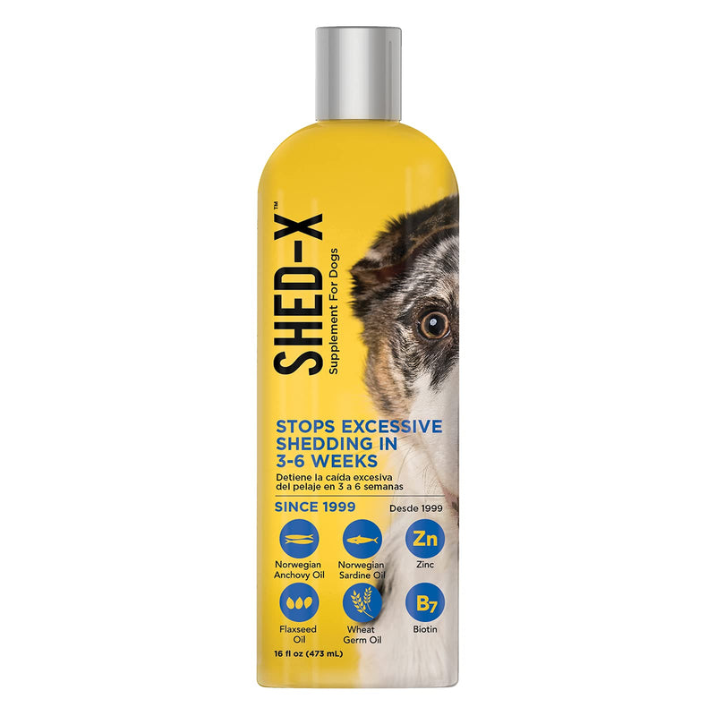 Shed-X Liquid Daily Supplement For Dogs – 100% Natural – EliminatesExcessive Dog Shedding with Daily Supplement of Essential Fatty Acids, Vitamins and Minerals 16 Ounce - PawsPlanet Australia