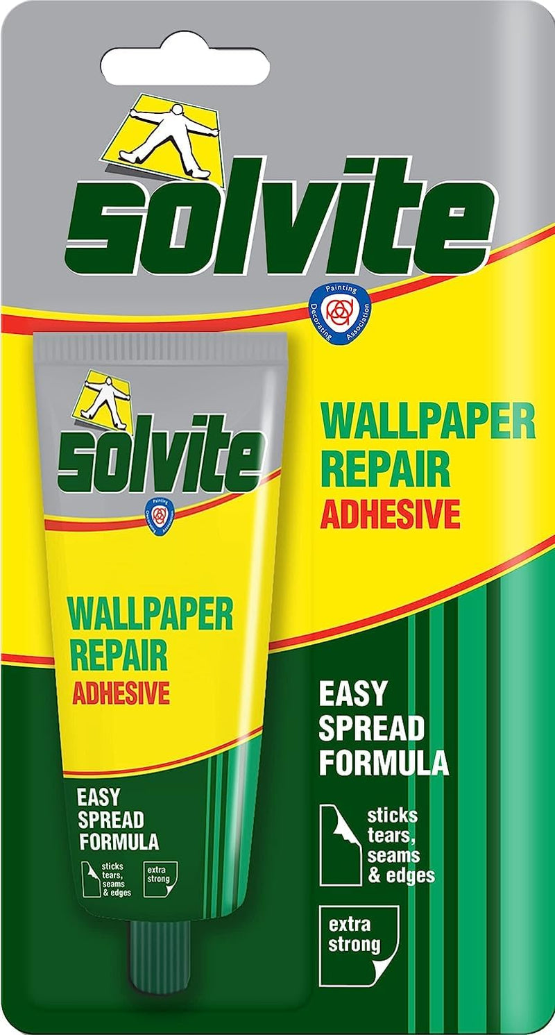Wallpaper Repair Adhesive, Wallpaper Paste for Fixing Tears, Seams & Edges, Extra-Strong Glue for Seam Repair, Easy-Spread Wallpaper Glue, 1x56g Green/ Yellow