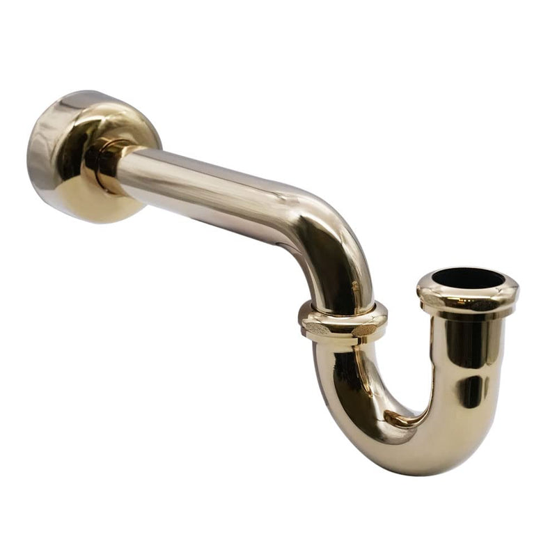 Westbrass D401-1-01 1-1/4" 17 ga P-Trap with High Box Flange, 1-Pack, Polished Brass 1 Pack