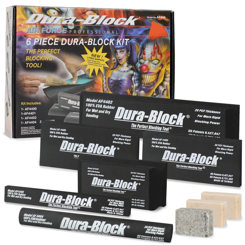 Dura-Block Set 6pc - Flexible EVA Foam Wet or Dry Autobody Sanding Blocks Kit for Automotive Bodywork 1pcs