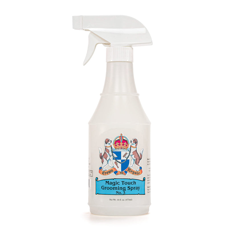 Crown Royale Magic Touch Formula 3 Pet Grooming Spray Ready-to-Use, No Heavy Build-Up, Finishing Spray, Prevents Coat Matting, Formulated with Conditioners, Made in USA, 16 oz
