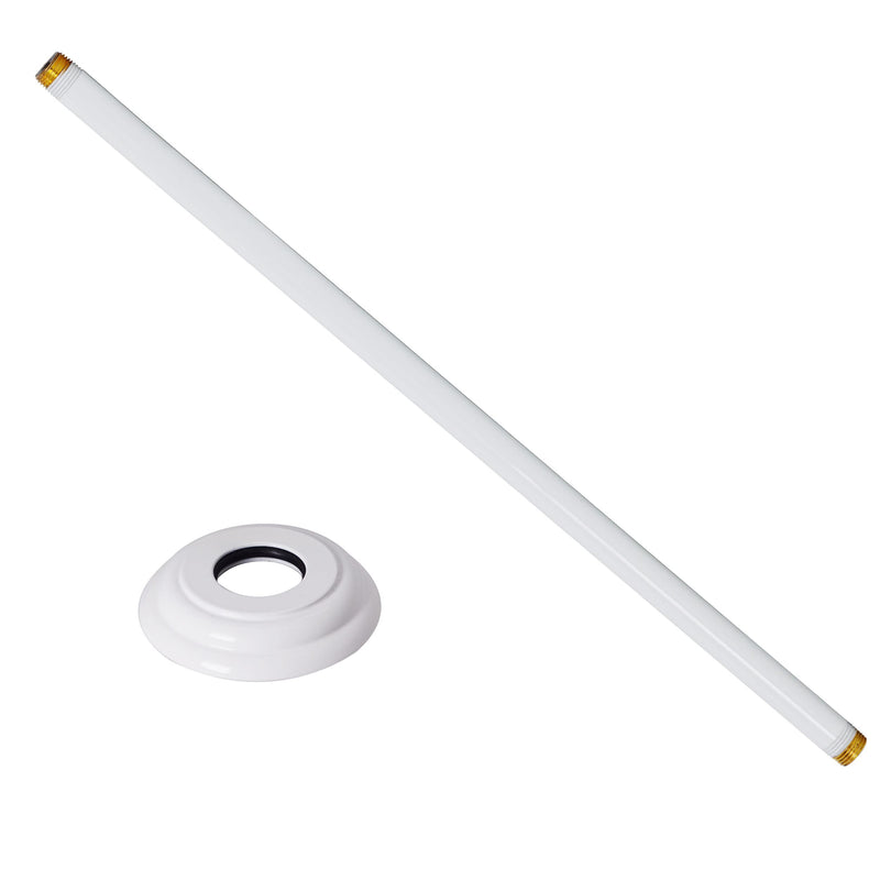 Westbrass 1/2" IPS x 19" Ceiling Mounted Shower Arm with Flange, Powder Coat White, D3619A-50 1 Pack