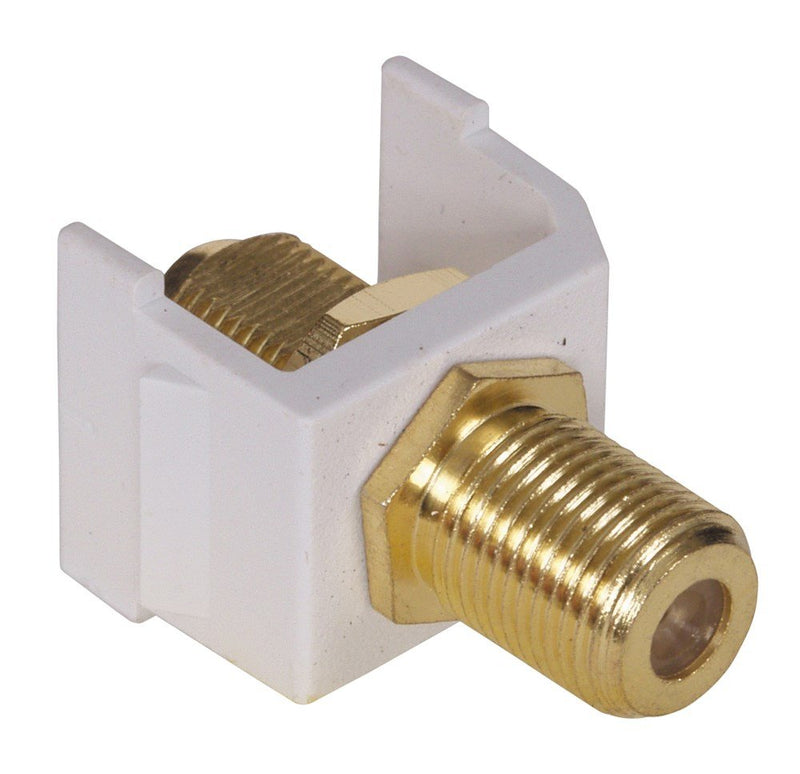 Hubbell SFFGW Gold Bulkhead - F/F - AV Connector, F-Type Coupler, White