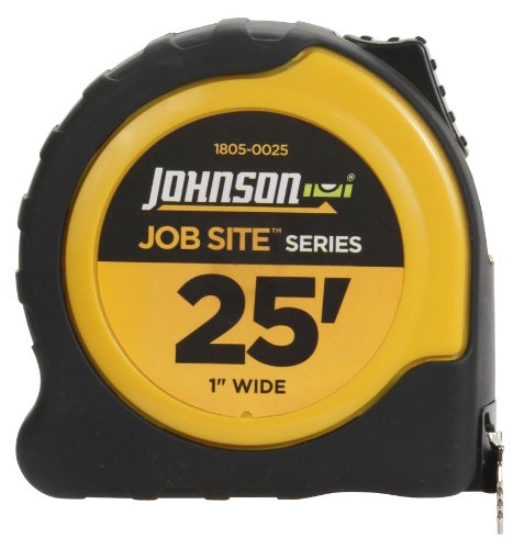 Johnson Level & Tool 1805-0025 Job Site Power Tape, 25', Black/Yellow, 1 Tape 25 Foot x 1 Inch