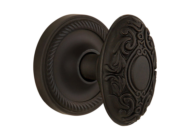 Nostalgic Warehouse Rope Rosette Victorian Door Knob Single Dummy Oil Rubbed Bronze