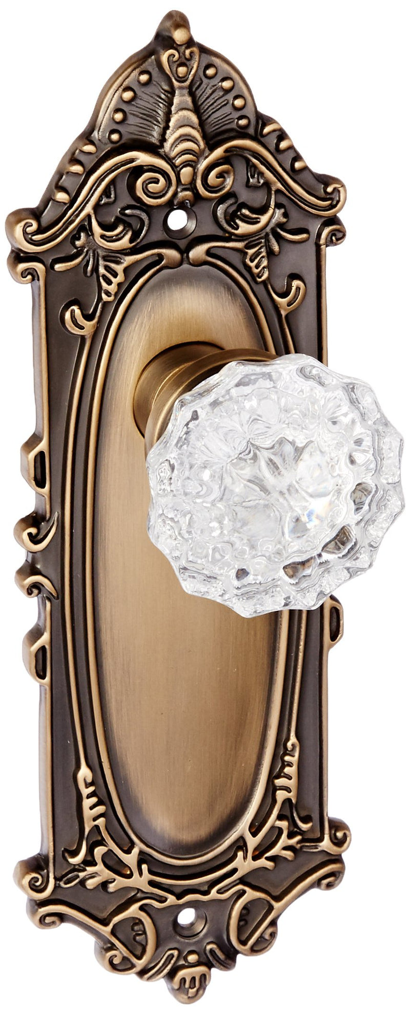 Nostalgic Warehouse Victorian Plate & Interior Crystal Door Knob Single Dummy Antique Brass