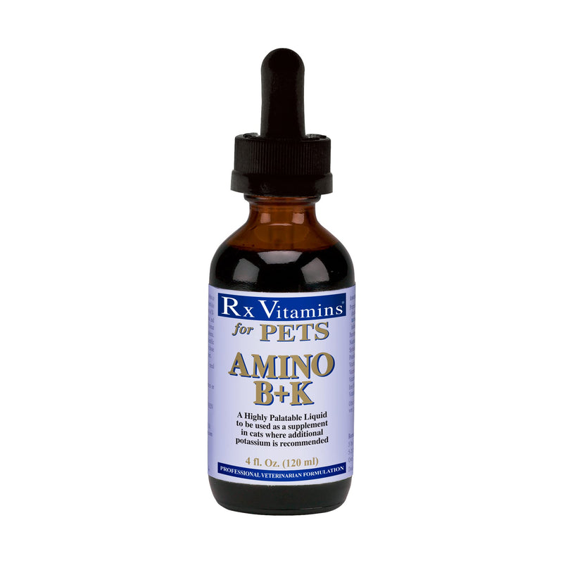 Rx Vitamins Amino B+K Supplement for Cats - Extra Potassium & B-Complex Vitamins - Hypoallergenic - 4 oz Highly Palatable Liquid - PawsPlanet Australia