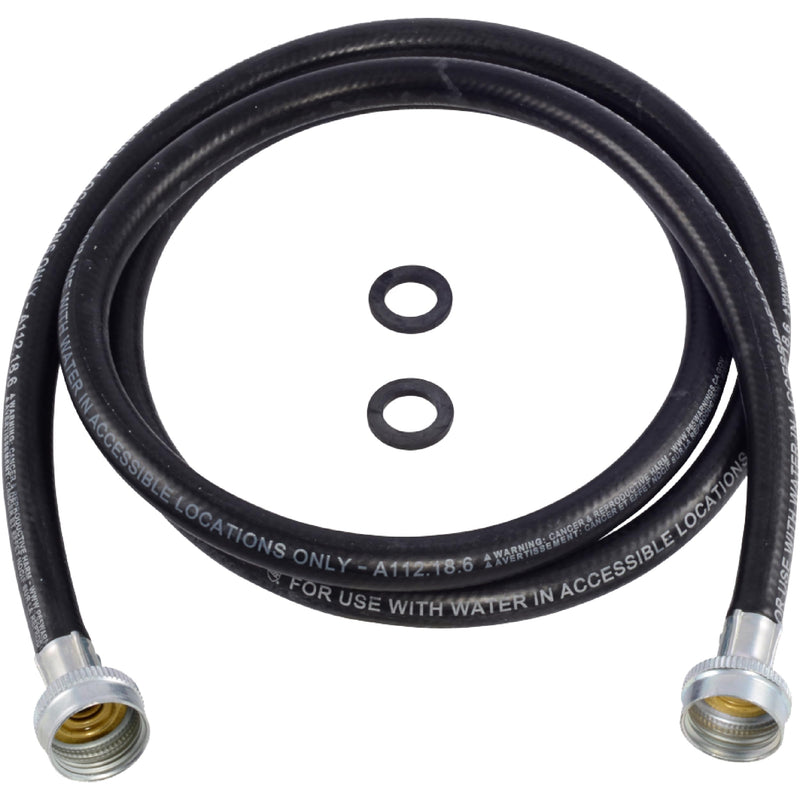 Eastman Rubber Washing Machine Hose, 3/4 Inch FHT x 3/4 Inch FHT Connection, 6 Foot Black Rubber, 60325N 6 Ft.