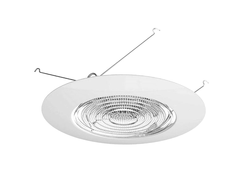 NICOR Lighting 6 inch White Recessed Shower Trim with Glass Fresnel Lens (17502)