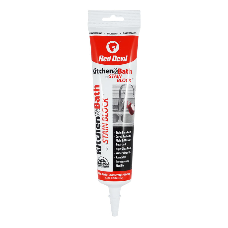 Red Devil 0755 Kitchen & Bath Stain Block Sealant Squeeze Tube, 5.5 oz. White 1 - Pack 5.5 oz.