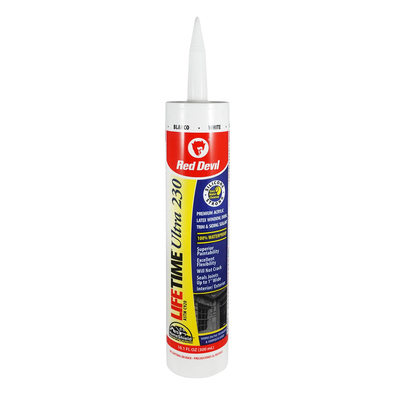 Red Devil 0770 Lifetime Ultra 230 Premium Elastomeric Acrylic Latex Sealant, 10.1 oz, White Pack of 1