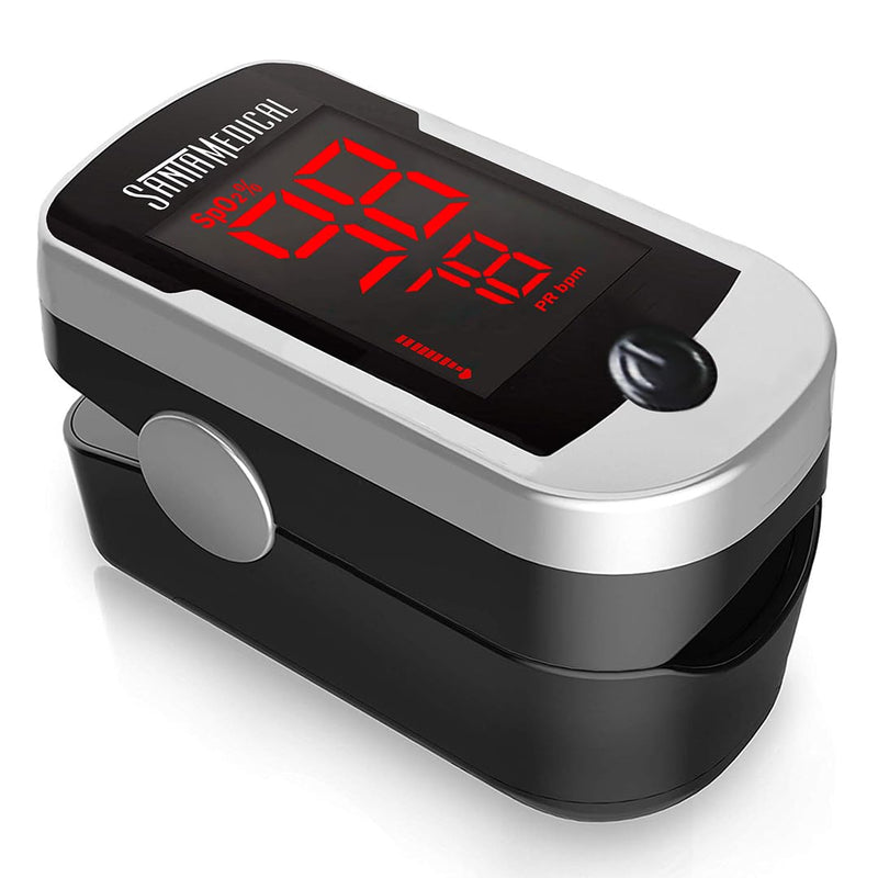 Deluxe SM-110 Finger Pulse Oximeter with Carry Case and Neck/Wrist Cord Silver