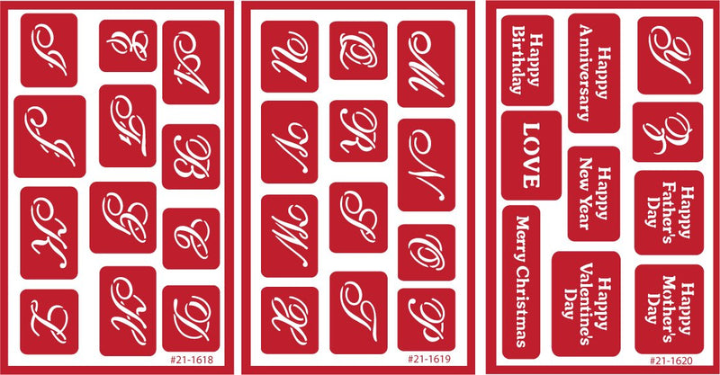 Armour Etch Over N Over Stencil, 7/8-Inch High Alphabet, 3 Pages