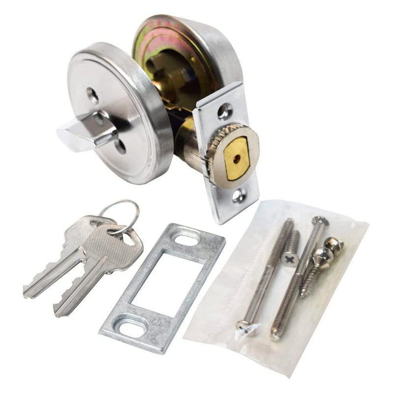 Valterra L32CS3108 1" Throw Single Cylinder Deadbolt View Pack, Silver