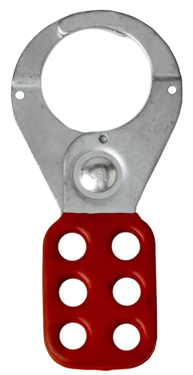 Brady 65376 Vinyl-Coated High Tensile Steel, Red Lockout Hasps, 1.5" Diameter Jaws Size (Pack Of 12) 1-1/2" Inside Jaw Diameter