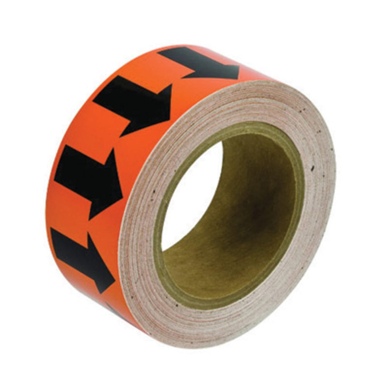 Brady 91418 90' Length, 2" Width, B-946 High Performance Vinyl, Black On Orange Color Arrow Tape, Legend (Arrow Pictogram)