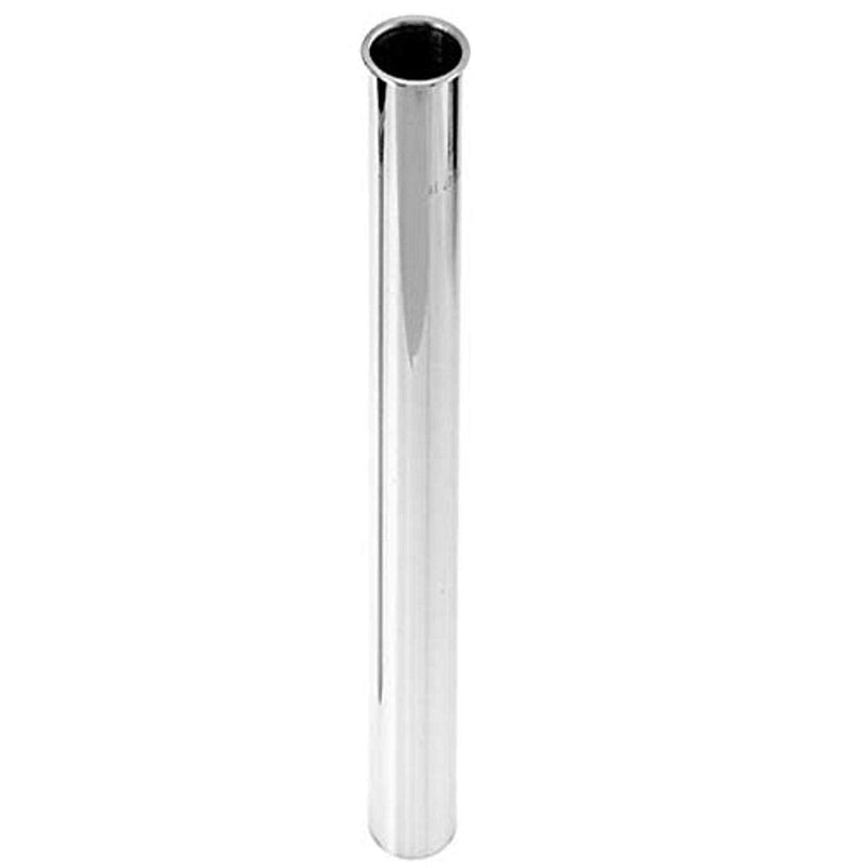 Westbrass D417-26 1-1/2" x 12" 17 Gauge Brass Single End Flanged Tailpiece, Polished Chrome 12 in