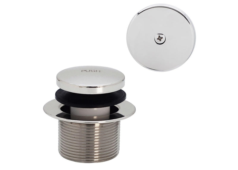 Westbrass D93-26 1-1/2" Coarse Thread Tip-Toe Bathtub Drain Plug Trim Set with One-Hole Overflow Faceplate, Polished Chrome 1 Pack
