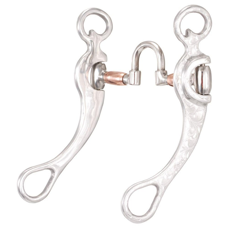 Tough 1 Engraved 8 3/4-Inch Cheeks Aluminum Copper Correction Mouth Bit, 5-Inch Mouth