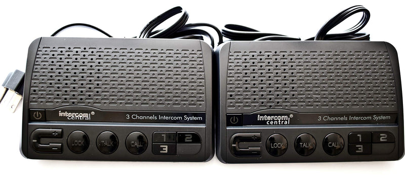Intercom Central® GROUND wire Power-line 3 CHANNELS Intercom System, Black Two Stations Set. White3Units white