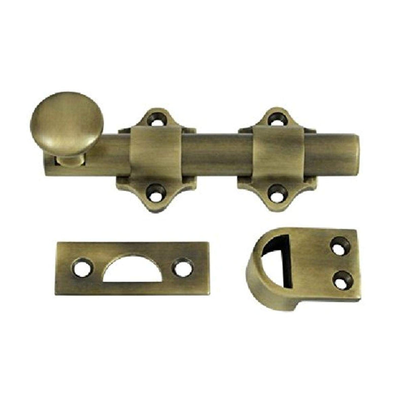Deltana DDB425U5 HD Solid Brass 4-Inch Dutch Door Bolt Antique Brass
